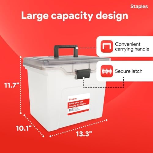 STAPLES File Box Portable Tote, Letter Size, Clear, 2/Pack - Image 2
