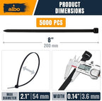 ALBO 5000 Pcs. Black Zip Ties, 8 Inch, Heavy Duty, 40 lb Tensile Strength - Image 2