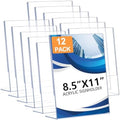 DECOHOBO 12 Pack Acrylic Sign Holder 8.5 x 11, Clear Plastic Display Stands for Tabletop, L-Shape Acrylic Stands for Flyers, Documents, Office, Restaurants, Vertical Sign Holder 8.5x11 for Desktop by DECOHOBO