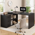 HSH Dark Grey L Shaped Computer Corner Desk with 3 Storage Drawers 55 inch by HOMESWEETHOME