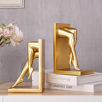 Gold Legs Sculpture Bookends for Shelves, Modern Resin Book Ends Decorative - Image 4