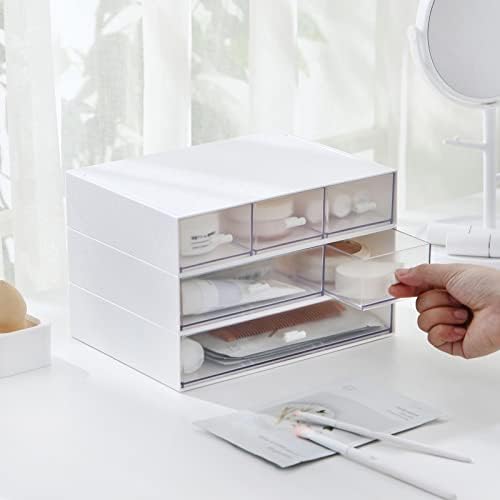 MILULUGO Desk Organizer with 6 Drawers, Makeup Organizer, Plastic Cosmetic Organizer, Bathroom Organization Boxes, Desktop Storage Box(White) - Image 2