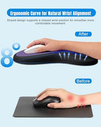 Ergonomic Mouse Pad with Sloped Memory Foam Wrist Rest, Black&Purple - Image 2