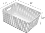 Eslite Plastic Storage Baskets for Organizing,11"X8.5"X4.7",Pack of 4 (White) - Image 3