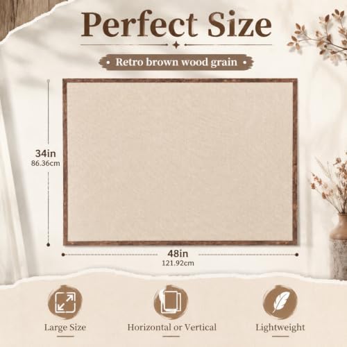 Cinnvoice 48 x 34 Inch Linen Bulletin Board Rustic Farmhouse Pin Board - Image 2