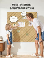 Kuchoow Bulletin Cork Board Large 47.2" x 35.4" Felt Notice Pinboard for Office Walls & Home, Self Adhesive 12 Pack Brown Decorative Bulletin Mood Board Corkboard for for Bedroom, Display, Memo, Photo - Image 4