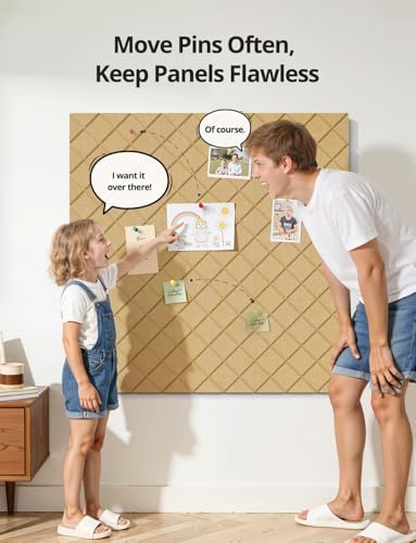 Kuchoow Bulletin Cork Board Large 47.2" x 35.4" Felt Notice Pinboard for Office Walls & Home, Self Adhesive 12 Pack Brown Decorative Bulletin Mood Board Corkboard for for Bedroom, Display, Memo, Photo - Image 4