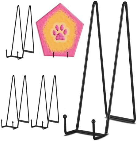 Decolore 5 Pack 16 Inch Black Plate Stand for Display Large book stands Display Easel Table Top Easel for Picture, Posters, Decorative Plate, Book and Canvas by Decolore