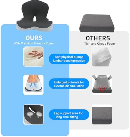 Denchy Memory Foam Car Seat Cushion with Back Support, Truck Driver Cushion - Image 5