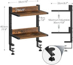 HOOBRO Clamp On Desk Shelf, 2-Tier Desktop Organizer, Space-Saving Desk Shelf with Adjustable Shelves, for Office, Study, Entertainment Accessories, Rustic Brown and Black BF32SJ01 - Image 2
