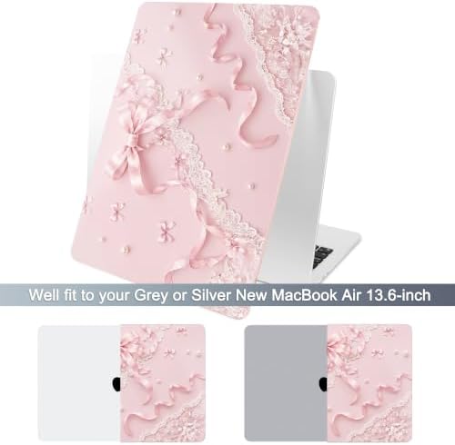 Batianda Case for MacBook Air 13.6" 2026 M5 M4 M3 M2 Chip,Blush Ribbon Lace - Image 3