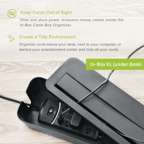 in-Box Cable Box Set with Extra Large Surge Protector Concealer Cable Management for Under Desk and Mobile Charging Station Power Strip Organizer for Desktop, Black - Image 3