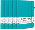 5 Pack Journal Notebook Bulk for School, Feela Hardcover Business Notebooks Classic Ruled Lined Journals with Pen Holder for Work Note Taking, with 5 Black Pens, 120 GSM, 5.1”x8.3”, A5, Emerald by feela