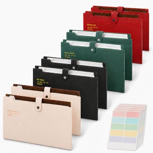 8 Pack Expanding File Organizer, 8 Pocket Accordion File Folders with Labels, Portable Plastic Document Paper Bill Receipt Organizer with Snap Closure for School Office Home, Letter/A4 Size, 4 Colors by LAIREG