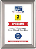 M&T Displays Silver 8.5x11 Poster Frame 1 inch Aluminum Profile Front Loading Wall Mounting Opti Snap Frame Display for Picture, Document or Certificate with Mitred Corner (2 Pack) by MTDisplays