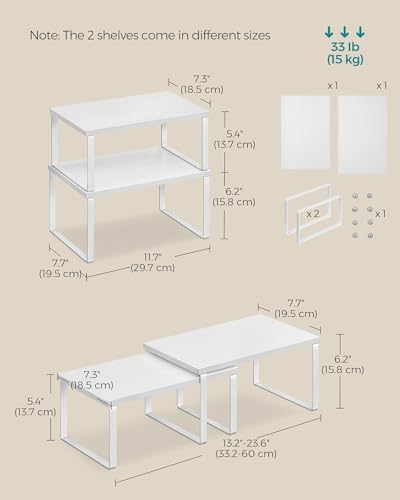 SONGMICS Cabinet Organizer Shelf, Set of 4 Spice Rack, Kitchen Storage - Image 2