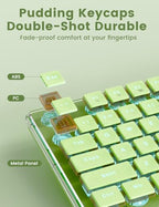 Wireless Keyboard and Mouse Combo - 9 Backlit Effects, Wrist Rest, Double-Shot Keycaps, Metal Panel, Long-Lasting Rechargeable, 2.4G Keyboard Mouse Set for Windows Mac PC Laptop – Sablute (Green) - Image 6