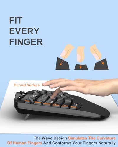Ergonomic Wireless Keyboard and Mouse Combo, 2.4GHz Full Size Wave Keys Computer Keyboard with Wrist Rest for Natural Typing, Silent 6 Button USB Mouse for Laptop PC Windows Mac (Black) - Image 4