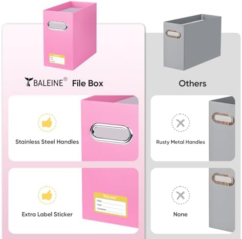 BALEINE 8PK File Organizer Box, Cardboard File Folder Organizer with Handle - Image 5