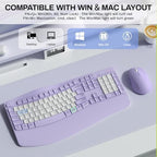Wireless Keyboard and Mouse Combo,2.4G Ergonomic Wave Keys(Purple-B) - Image 5