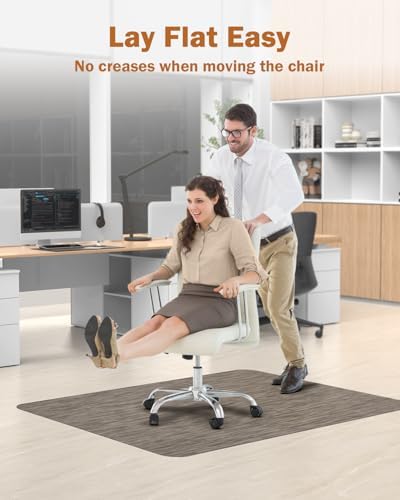 Blvornl Office Chair Mat for Hardwood Floor, 50"*63" Desk Computer Chair Mat for Hard Wood, Large Anti-Slip Hard Floor Protector for Rolling Chair, PVC Desk Rug for Office Dark Brown - Image 4