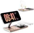 Wireless Charging Station for iPhone & AirPods: Foldable Charger Stand with MagSafe, 2-in-1 Magnetic Charger Stand for iPhone 12-15 & iPhone 16 & AirPods (No AC Adapter) by ZECHIN