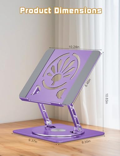 Adjustable Rotating Laptop Stand for Desk, Aluminum Riser,Purple - Image 4