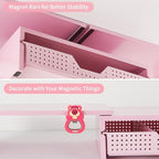 LEKETREE Dual Monitor Stand Riser with Drawer, Desk Organizer and Accessories, Pink Monitor Stand for Desk, Desktop Stand for Computer, Laptop, TV and More (Pink) - Image 5