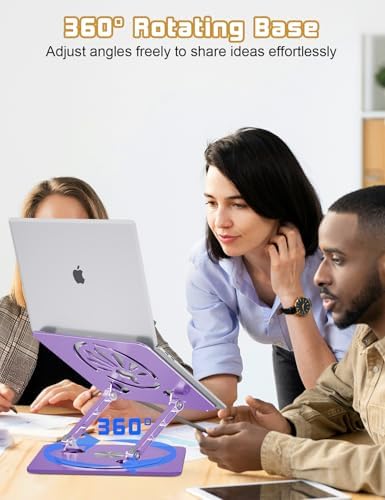 Adjustable Rotating Laptop Stand for Desk, Aluminum Riser,Purple - Image 2