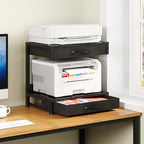 VENNQD 2-Tier Desktop Printer Stand with 2 Fabric Drawers, Prtiner Table with Storage Shelf, Desk Organizer for Home Office,3D Printer,Fax Machine,Scanner (Black, 2 Tier) - Image 2