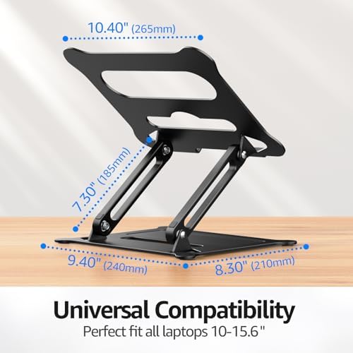 Urmust Adjustable Laptop Stand for Desk, 10-15.6“ Laptop Riser, Black - Image 6