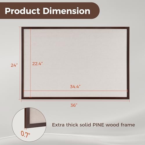 Fun Memories Cork Board Bulletin Board for Office, 24" x 36" Pine Wooden Framed Corkboard, Wall Mounted Notice Pin Board for School Home & Office, Dark Walnut - Image 2