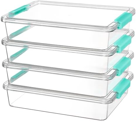 Vtopmart 4 Pack 6 Qt Plastic Storage Bins with Lids, Clear Sensory Bins by Vtopmart