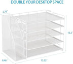 AUPSEN Desk Organizers and Accessories, 5-Tier Desktop Paper File Organizer with Removable File Holder, Desk Accessories & Workspace Organization for Home Office Supplies (White) - Image 2