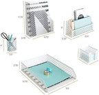 BLU MONACO | White Desk Organizer Set 6 Piece | Mail Sorter Organizer Countertop with Letter Sorter for Desk | Standing File Organizer for Desk with Pen Holders - Image 6