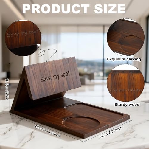 Triangle Book Holder Triangle Wooden Bookholder with Cup Stand Phone Glasses Holder Reading Valet Bookholder for Bedroom, Nightstand or Office Desk, Back to School Gift for Teacher, Book Lover - Image 2