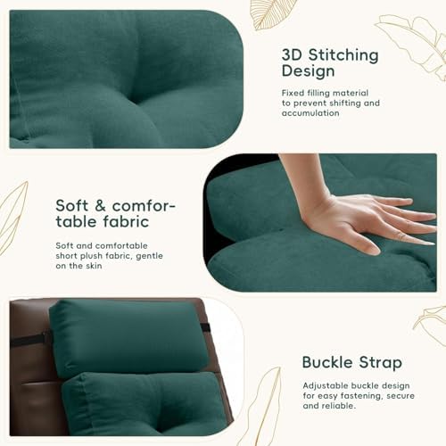 2 Piece Neck Pillow and Lumbar Support Back Cushion Set for Recliner, Green - Image 3