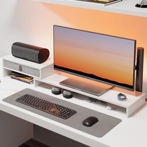 Fenge Monitor Stand with Fabric Drawer, Adjustable Length and Angle - Image 6