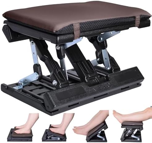 Foot Rest for Under Desk at Work Enlarged, Ergonomic Footrest with Adjustable Height and Angle, Foldable Foot Stool with Removable Pad Massage Beads for Office Gaming Chair Brown by Unknown