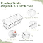 14 PCS Expandable Drawer Organizer Set, Clear Storage Bins with 6 Medium Trays, 3 Sizes for Makeup, Bathroom, Kitchen & Office - Image 3