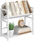 ELITEROO Desktop Bookshelf Organizer, 2 Tier Wood Desk Shelf for Tabletop Storage, Small Book Rack for Office, Home, or Study, Mini Bookcase for Book Display, Decor, and Supplies, White by ELITEROO