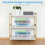 OUPSAUI 12x12'' Scrapbook Paper Storage, 5 Pack Board Game Storages, Stackable Paper Storage for Magazine, Art Supplies, Files, Photo, Vinyls, Crafts - Image 3