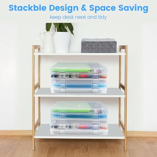 OUPSAUI 12x12'' Scrapbook Paper Storage, 5 Pack Board Game Storages, Stackable Paper Storage for Magazine, Art Supplies, Files, Photo, Vinyls, Crafts - Image 3