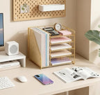 OPNICE Desk Organizer, 5-Tier Paper Organizer Letter Tray, Gold - Image 2