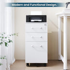 MIIIKO White Filing Cabinet 3 Drawers Under Desk, Metal File Cabinet with Lock for Home Office, Small Mobile File Cabinet for Letter Legal File Folders（Un-Assembled） - Image 4