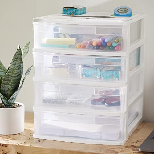 Gracious Living 4-Drawer Desktop/Countertop Organizer, White/Clear, 4 Pack - Image 6
