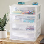Gracious Living 4 Drawer Desktop & Countertop Organizer w/Organization Lid for Craft Storage, Office Supplies & School Supplies, White/Clear (3 Pack) - Image 6