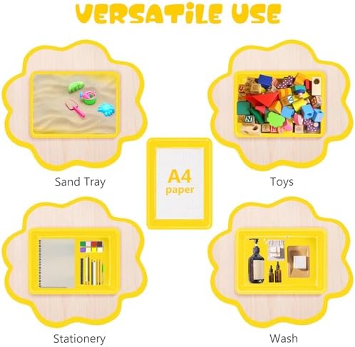 ShineMe 6 Pack Paper Trays for Classroom, Yellow Plastic Book Bins with Colorful Labels, Stackable Letter Size Storage Tray, Desk Organizer Tray for Home, School and Office - Image 5
