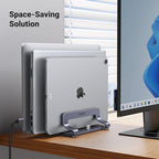 UGREEN 3-Slot Vertical Laptop Stand Holder Desk Compatible with MacBook Pro Air Laptop Stand Desktop Adjustable, Lenovo Ideapad, Surface Book, HP Notebook, Dell Chromebook Up to 17.3 Inch, Space Gray - Image 3