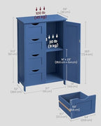 VASAGLE Floor Storage Cabinet, Farmhouse, 4 Drawers and 1 Door,32.3" H - Image 3